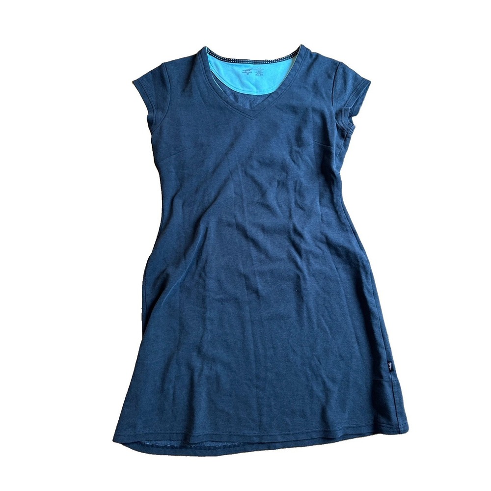 Horny Toad Womens Dress Medium Dark Gray Hidden Pocket Short Sleeve Stretch